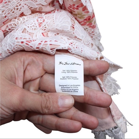 For Love and Lemons Mini Dress Off Shoulder Tiered Lace Floral Pattern Small - Picture 6 of 9